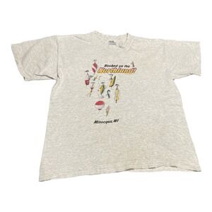 Vintage Fishing Tackle Hooked‎ On The Northland Gray Size XL T Shirt